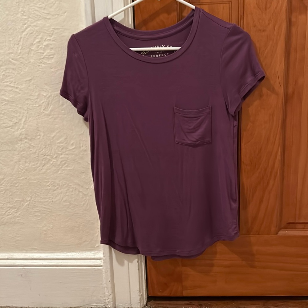 Purple soft short sleeve shirt